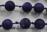 CAG2802 15.5 inches 12mm round matte druzy agate beads whholesale