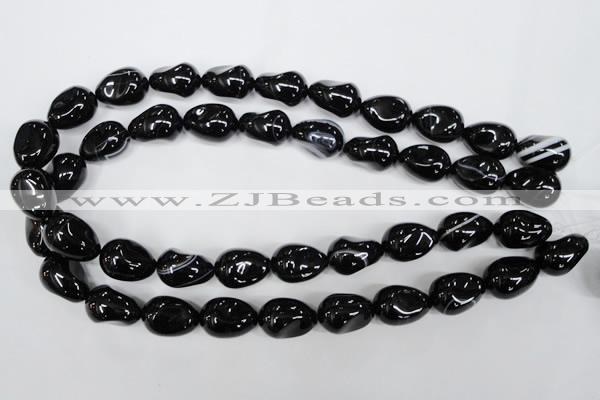 CAG2900 15.5 inches 13*18mm twisted teardrop black line agate beads