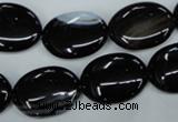 CAG2919 15.5 inches 15*20mm oval black line agate beads