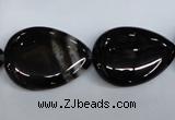 CAG2928 15.5 inches 18*25mm flat teardrop black line agate beads