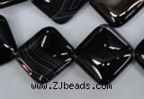 CAG2936 15.5 inches 18*18mm diamond black line agate beads