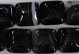 CAG2945 15.5 inches 16*16mm square black line agate beads