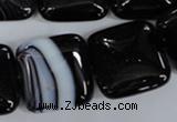 CAG2948 15.5 inches 22*22mm square black line agate beads