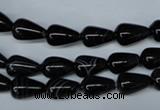 CAG2961 15.5 inches 6*10mm teardrop black line agate beads