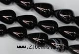 CAG2963 15.5 inches 10*14mm teardrop black line agate beads