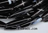CAG2968 15.5 inches 5*25mm rice black line agate beads