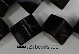 CAG2980 15.5 inches 14*14mm cube black line agate beads