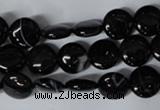 CAG2991 15.5 inches 10mm flat round black line agate beads