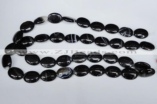 CAG3004 15.5 inches 15*20mm oval black line agate beads