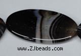 CAG3010 15.5 inches 25*50mm oval black line agate beads