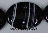 CAG3012 15.5 inches 30*40mm oval black line agate beads