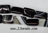 CAG3021 15.5 inches 10*14mm rectangle black line agate beads