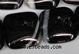 CAG3037 15.5 inches 25*25mm square black line agate beads