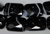 CAG3103 15.5 inches 15*20mm faceted rectangle black line agate beads