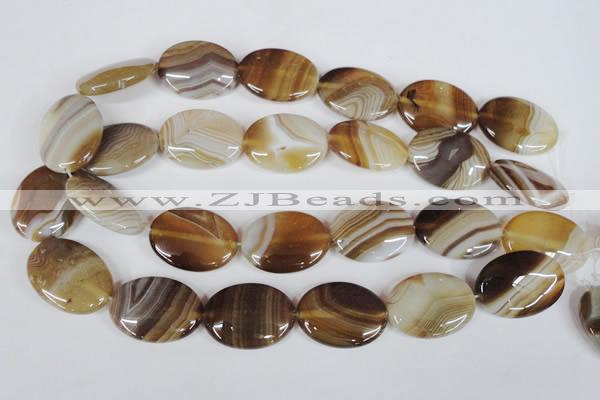 CAG3132 15.5 inches 12*16mm oval brown line agate beads