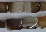 CAG3145 15.5 inches 13*18mm twisted rectangle brown line agate beads