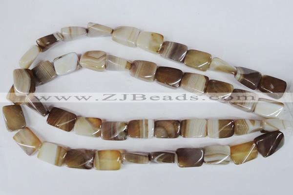 CAG3145 15.5 inches 13*18mm twisted rectangle brown line agate beads
