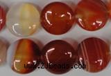 CAG3184 15.5 inches 16mm flat round red line agate beads