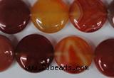 CAG3185 15.5 inches 18mm flat round red line agate beads