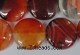 CAG3187 15.5 inches 22mm flat round red line agate beads