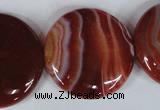 CAG3188 15.5 inches 30mm flat round red line agate beads