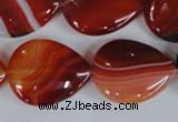 CAG3216 15.5 inches 20*25mm flat teardrop red line agate beads