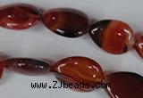 CAG3223 15.5 inches 13*18mm flat teardrop red line agate beads
