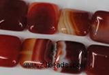 CAG3243 15.5 inches 16*16mm square red line agate beads