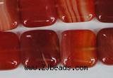 CAG3244 15.5 inches 18*18mm square red line agate beads