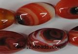 CAG3274 15.5 inches 16*30mm rice red line agate beads