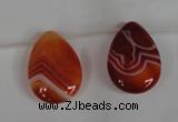 CAG3288 Top-drilled 18*25mm flat teardrop red line agate beads