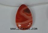 CAG3289 Top-drilled 20*30mm flat teardrop red line agate beads