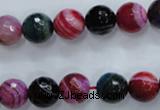 CAG3303 15.5 inches 10mm faceted round colorfull line agate beads