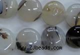 CAG3334 15.5 inches 16mm flat round natural grey agate beads