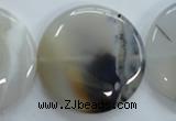 CAG3339 15.5 inches 40mm flat round natural grey agate beads