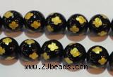 CAG3362 15.5 inches 8mm carved round black agate beads wholesale