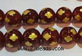 CAG3395 15.5 inches 10mm carved round red agate beads wholesale