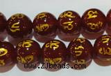 CAG3403 15.5 inches 12mm carved round red agate beads wholesale