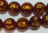 CAG3405 15.5 inches 16mm carved round red agate beads wholesale