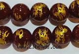 CAG3412 15.5 inches 16mm carved round red agate beads wholesale