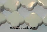 CAG3428 15.5 inches 20*20mm flower white agate gemstone beads