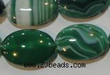 CAG3463 15.5 inches 18*25mm oval green line agate beads