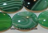 CAG3465 15.5 inches 22*30mm oval green line agate beads