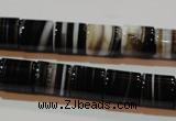 CAG3510 15.5 inches 11*13mm column brown line agate beads