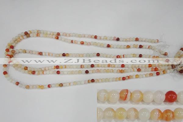 CAG3585 15.5 inches 4mm round red line agate beads wholesale