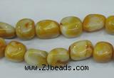 CAG3635 15.5 inches 10*12mm nuggets yellow crazy lace agate beads