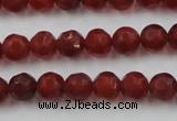 CAG3661 15.5 inches 8mm carved round matte red agate beads