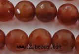 CAG3665 15.5 inches 16mm carved round matte red agate beads