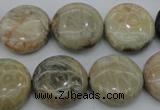 CAG3907 15.5 inches 18mm flat round chrysanthemum agate beads