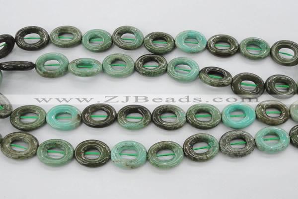 CAG3945 15.5 inches 13*18mm oval donut green grass agate beads